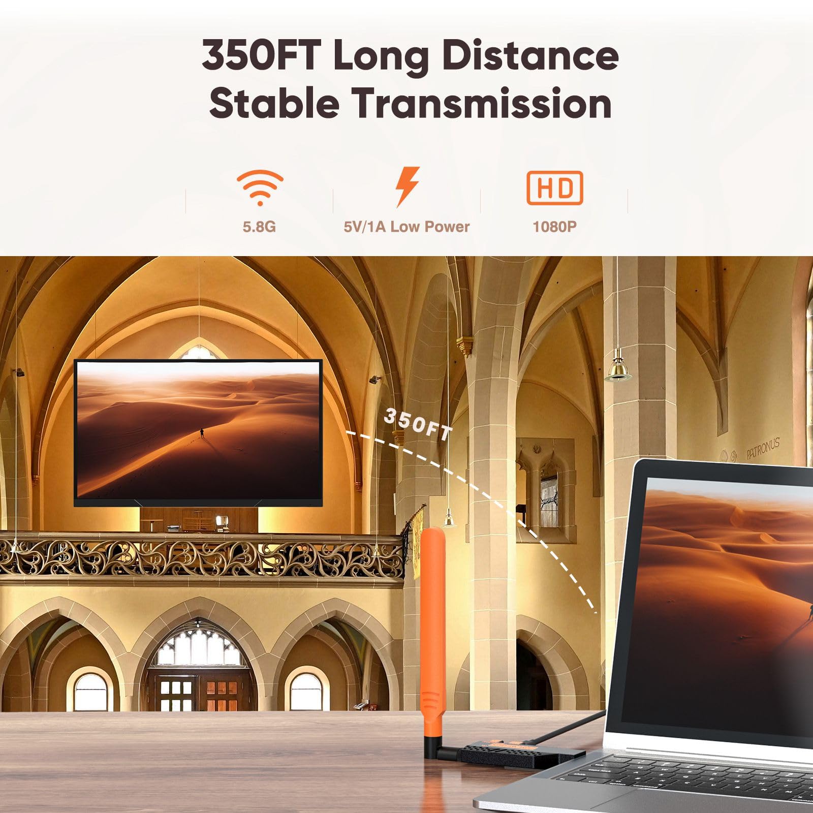 Coolpie Wireless Hdmi Transmitter And Receiver,1080P Wireless Hdmi Extender Kit, Plug And Play, 150M/450Ft, For Streaming Video